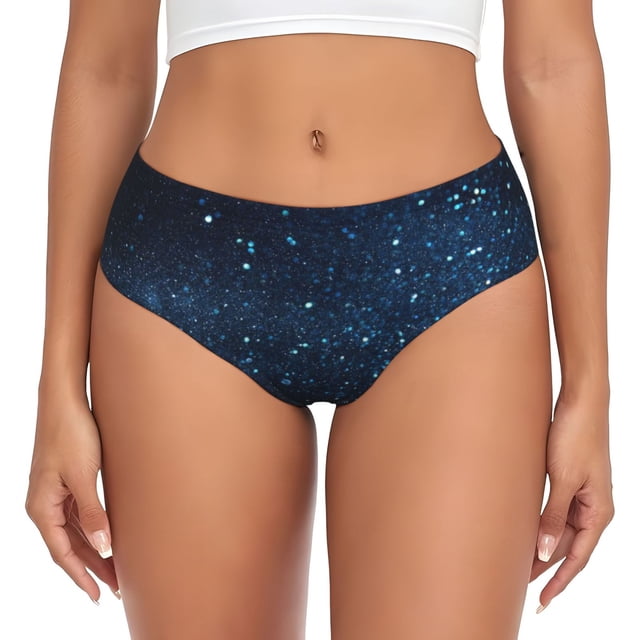 Fotbe Blue Glitter Retro Calzones Estampados para Mujer – Ropa Interior de Algodón, Cómoda, Suave y Elástica-Small