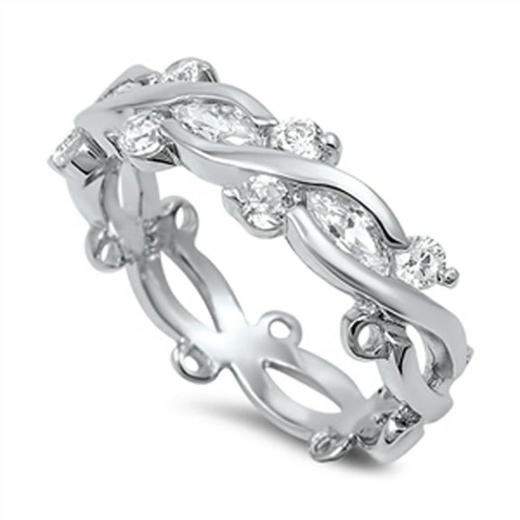 White CZ Criss Cross Infinity Stackable Ring 925 Sterling Silver Band Jewelry Female Size 6