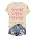 thumbnail image 1 of Hyknon Hauts pour Femmes Été Saint-Valentin Imprimé Manches Courtes Col Rond Haut/chemise Pull Doux Polyvalent pour Sortir, 1 of 4