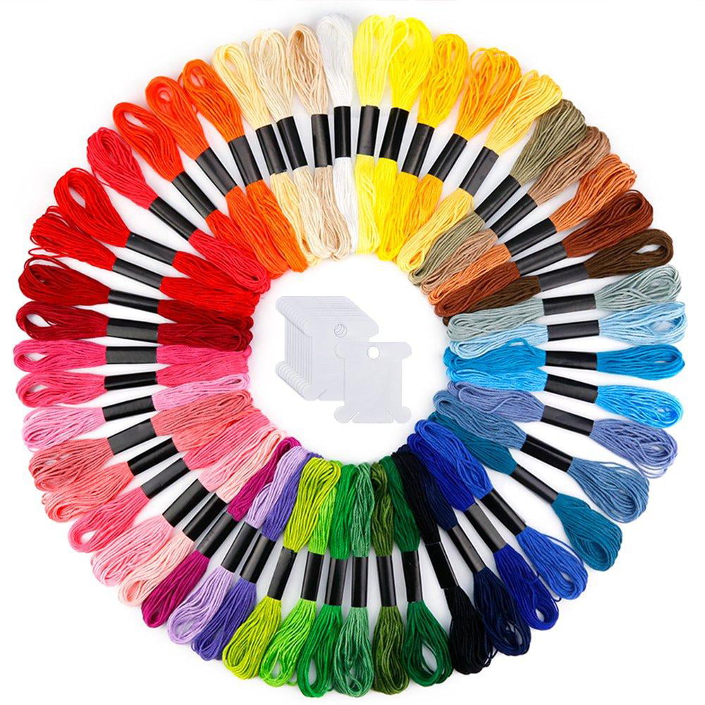 Caydo Embroidery Floss 50 Skeins Rainbow Color Embroidery Thread Cross Stitch Floss with 12 Pieces Floss Bobbins