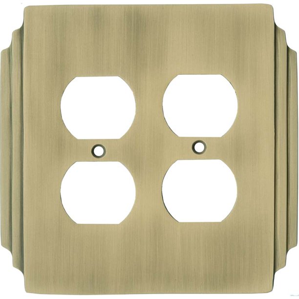 Art Deco Miami Beach Antique Brass 2 Gang Electrical Outlet Covers