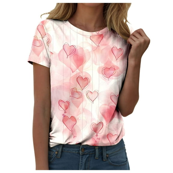 Fashion Clothing Womens Light Weight Long Sleeve Ladies Winter Blouses Fitted Shirts Juniors Junior T Shirt Teen Girl Light Shirts for Women plus Size Women's Crew Neck T Shirt Valentine's Day Pink M