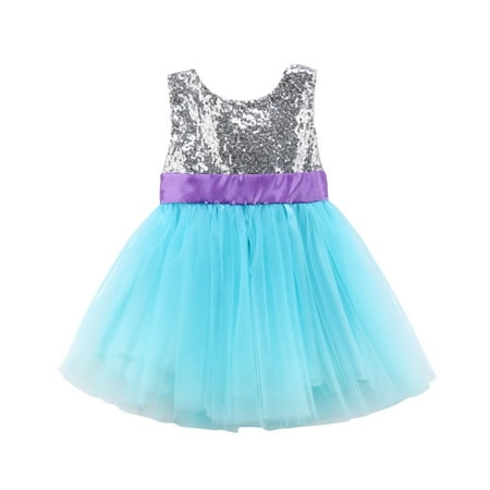 

Super High Quality Princess Kids Baby Girls Sequins Tulle Sleeveless Dress Big Bow Tutu Party Wedding Dress Summer Girls Clothes