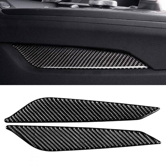 Cubierta decorativa para interior de coche, 2 piezas de fibra de carbono, pegatina lateral para panel de cambios de coche, moldura interior automotriz resistente y duradera