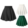 thumbnail image 2 of TNOBHG Women High Waist Skirt Women Basic Skater Skirt High Waist Solid Color A-line Mini Skirt for Stylish Comfortable Streetwear, 2 of 8