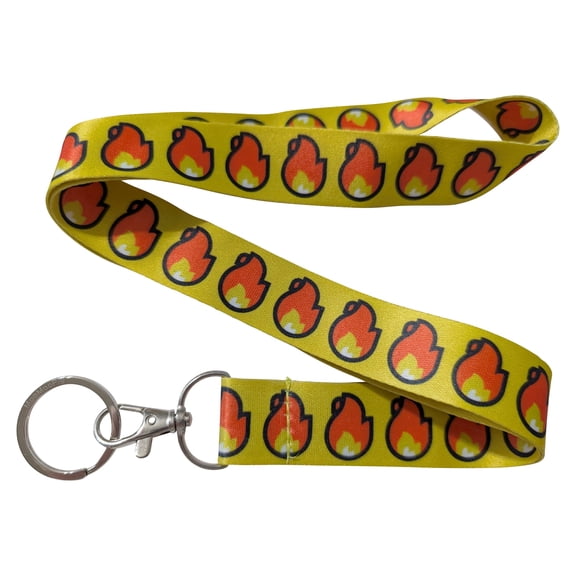 Fire Flame Lit Yellow Keychain Lanyard