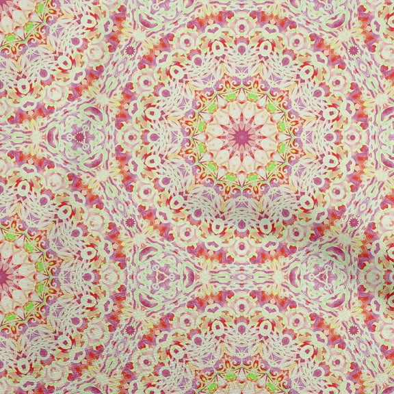 oneOone Rayon Magenta Fabric Mandala Diy Clothing Quilting Fabric Print Fabric By Yard 56 Inch Wide