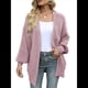 thumbnail image 2 of Chaqueta de Punto Extragrande de Larga con Abertura Frontal y Bolsillos para Mujer, Estilo 2025 Rosa XXL, 2 of 8