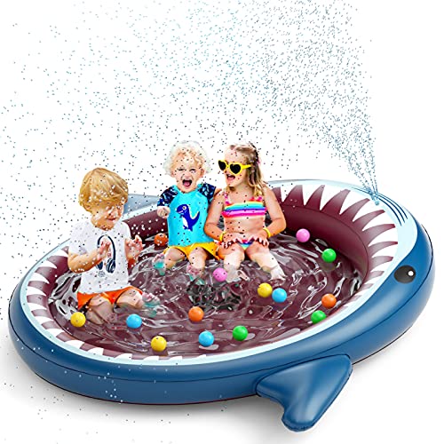 Jasonwell Inflatable Kiddie Pool Sprinkler Splash Pad for Kids Toddlers 71Inch Outside