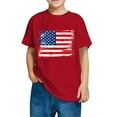 thumbnail image 2 of BRGZLK Boys Girls American Flag Cotton T-Shirts Kids Fashion Independence Day Prin Shirts Summer Casual Round Neck Short Sleeve Tops Red 5-6 Years, 2 of 6