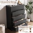 thumbnail image 3 of FURNIWAY Black Curved 5 Drawer Dresser, Wide Modern Long Dresser for Bedroom, Living Room, or Entryway, Push to Open Storage Chest, Minimalist Scandinavian Style, 3 of 8