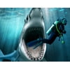 Great White Shark Mouth Open Teeth Attacking Scuba Diver Edible Cake Topper Image ABPID00170V1