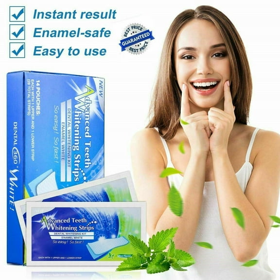 Professional Strength Enamel Safe Advanced Dental Teeth Whitening Strips 28 Ct