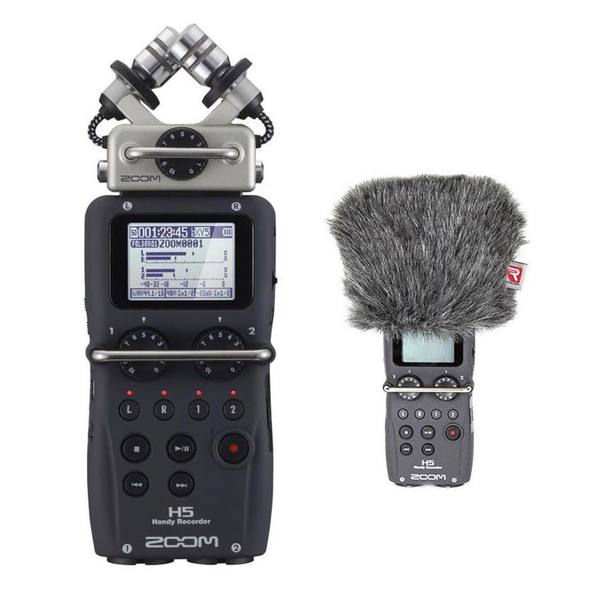Zoom H5 Recorder with Interchangeable Microphone System with Rycote Mini Windjammer for Zoom H5