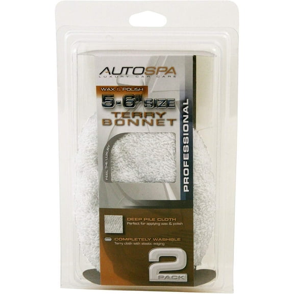 AutoSpa 40400AS 5-6" Cotton Terry Polishing Bonnet 2-Pack