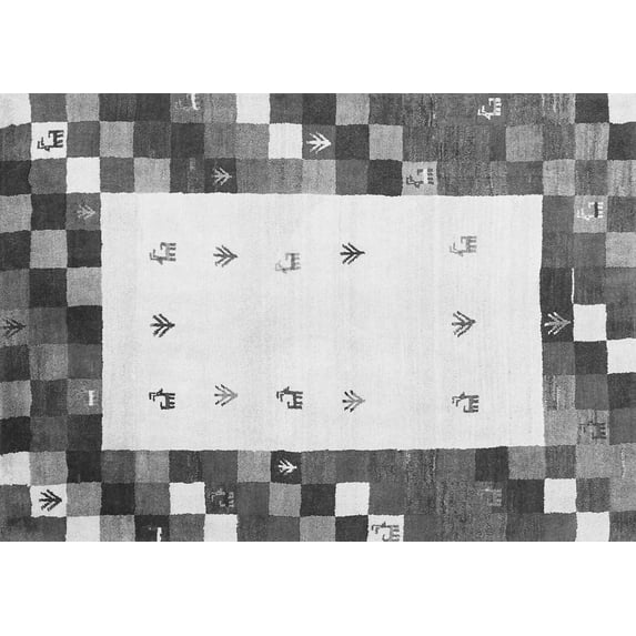Ahgly Company Indoor Rectangle Abstract Gray Contemporary Area Rugs, 2' x 5'