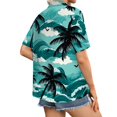 thumbnail image 5 of ASDFVBKG Women Hawaiian Shirt Soft Cool Summer Hawaii Shirts Floral Tropic Print V Neck T-Shirt Short Sleeve Button Up Tops Green L, 5 of 6