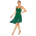 thumbnail image 4 of Aiihoo Women Ballroom Lyrical Dance Dress Sleeveless Sequins Mesh Modern Dance Dress Leotard Green L, 4 of 7