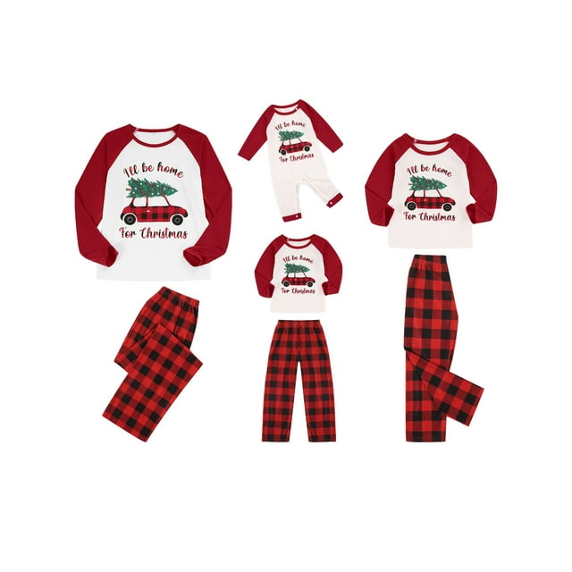 Aunavey Matching Family Christmas Tree Truck Pajamas Sets Women Men