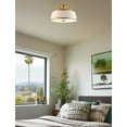 thumbnail image 3 of Kira Home Zoey 18" Modern Gold Semi Flush Mount with White Tapered Fabric Shade, 3-Light Ceiling Light, Warm Brass, 3 of 8