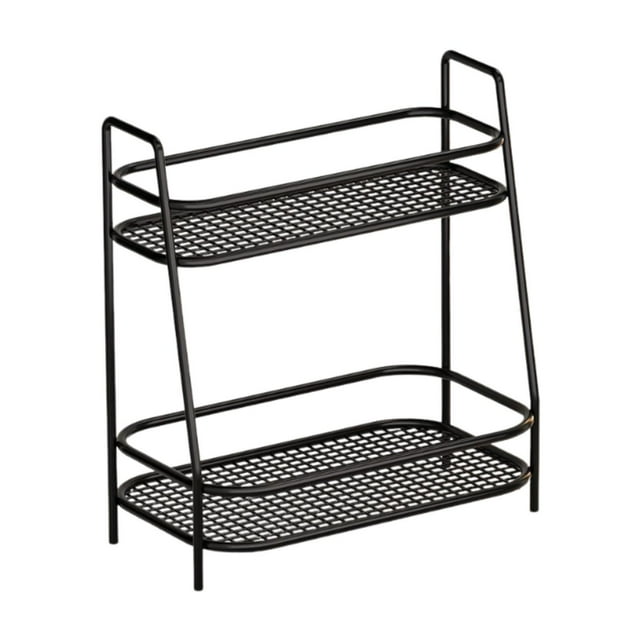 Estante de especias de 2 niveles, estante para condimentos, gabinete de cocina independiente Negro