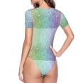 thumbnail image 4 of Balery Beautiful Glitter Women's Short Sleevee Crew Neck Bodysuit Tops Short Sleeve Tops Basic-X-Large, 4 of 9