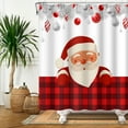 thumbnail image 2 of SUNOLIFE Christmas Santa Claus Shower Curtain Red Buffalo Plaid Waterproof Fabric Bathroom Curtain 72x72 in, 2 of 6
