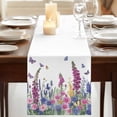 thumbnail image 3 of Table Runners 72 Inches Long Dress Scarves, Watercolor Wildflowers Farmhouse Kitchen/Dining Table Runner, Coffee Tablerunners, Country Botanical Florals Butterfly 16x72 Inch, 3 of 9