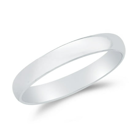 - 14k White Gold Solid 3mm CLASSIC FIT Plain Traditional Wedding Band Ring , Size 8.5