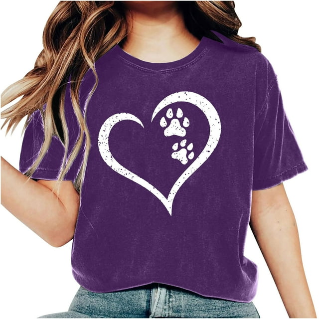 Womens Work Shirts Short Sleeve Valentine's Day T-shirts