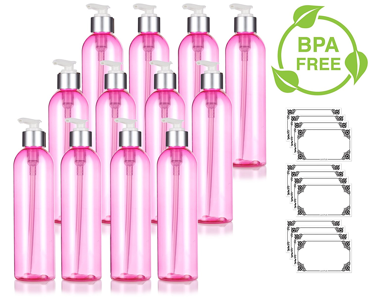 Pink 8 oz / 240 ml Slim Cosmo Round PET (BPA Free) Plastic Bottle with