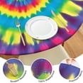 thumbnail image 4 of Rainbow Tie Dye Mandala Pattern Round Fitted Tablecloth with Elastic Edge,Dining Table Cover Waterproof,Outdoor Round Tablecloth for Camping,Dining,Indoor and Outdoor, 4 of 7