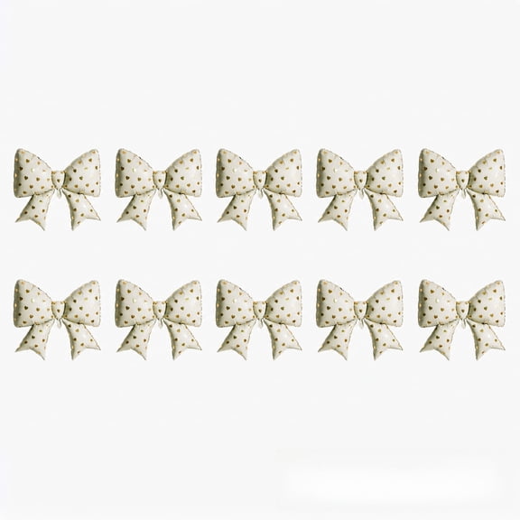 10 Pack 38" White Gold Heart Dot Bow Foil Balloons Large Bow Balloons for Party Decor Birthday Wedding