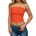 thumbnail image 6 of idosla Womens Tube Top Summer Going Out Tops Strapless Y2K Bandeau Spring Fitted Shirts Beach Vacation Clothes (Orange, L), 6 of 6
