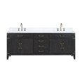 thumbnail image 2 of Laurel 84 in W x 22 in D Black Oak Double Bath Vanity, Carrara Marble Top, and Faucet Set, 2 of 3