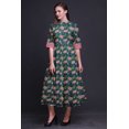 thumbnail image 4 of Bimba Floral Printed Roll Up Sleeves Button Down Mid-Calf Women Shirt Dress-Small, 4 of 5