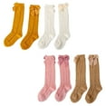 thumbnail image 1 of Calcetines para niñas Medias para niños pequeños Calcetines de pantorrilla, Calcetines finos de malla con lazo para primavera y verano, 4 pares, 1 of 5