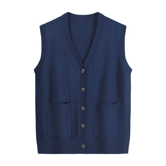 Vedolay Plus Size Tops for Women 2023 Colthes Sweater Vest V Neck Sleeveless Knit Pullover Tops,Blue One Size