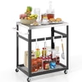 thumbnail image 1 of Gymax 2-tier Stainless Steel Grill Cart w/ Wheels & Handle 4 Hooks Food Prepare Table, 1 of 10