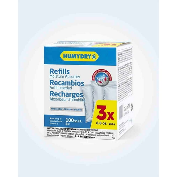 Humydry® Small Moisture Absorber 3 Pack Refill (3x8.8 oz.), Unscented