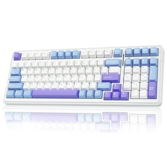 AULA F99 96% Wireless Mechanical Keyboard, Hot Swappable, Tri-Mode Bluetooth 5.0/2.4GHz/USB-C, Pre-Lubed Linear Switches, RGB Backlit, Macro Support,Blue/Purple/White
