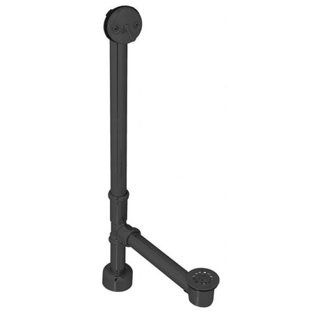 Westbrass D3241K-62 22-1/2" Brass Bathtub Assembly with Trip Lever and Strainer Drain,, All Exposed, Matte Black