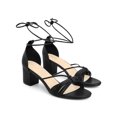 thumbnail image 3 of BLISSFUL STEP Strappy Open Toe Lace Up Chunky Heel Sandals for Women Black (Size 6), 3 of 7