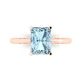 thumbnail image 2 of 2.5ct radiant cut natural swiss blue topaz 18k rose gold Bridal Wedding Engagement Promise Anniversary Ring for Women size 3.5, 2 of 7