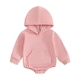 thumbnail image 3 of QHFBli Unisex Baby Boy Girl Clothes Hooded Sweatshirts Solid Color Long Sleeve Hoodies Toddler Top Red 6-12 Months, 3 of 3