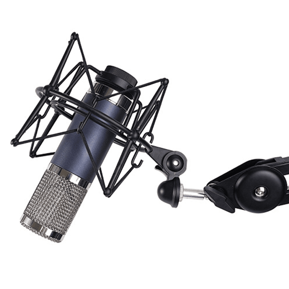2X Microphone Shock Mount Adjustable Mount Recording Mic Stand Metal Bracket Pod Microphone Stand (Black),2 Microphone Shock Mount,Black