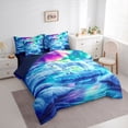 thumbnail image 3 of jejeloiu Cartoon White Horse 7 Pieces Bedding Comforter Set,Northern Lights Full Bedding Set For Girls Kids Reversible, 3 of 8