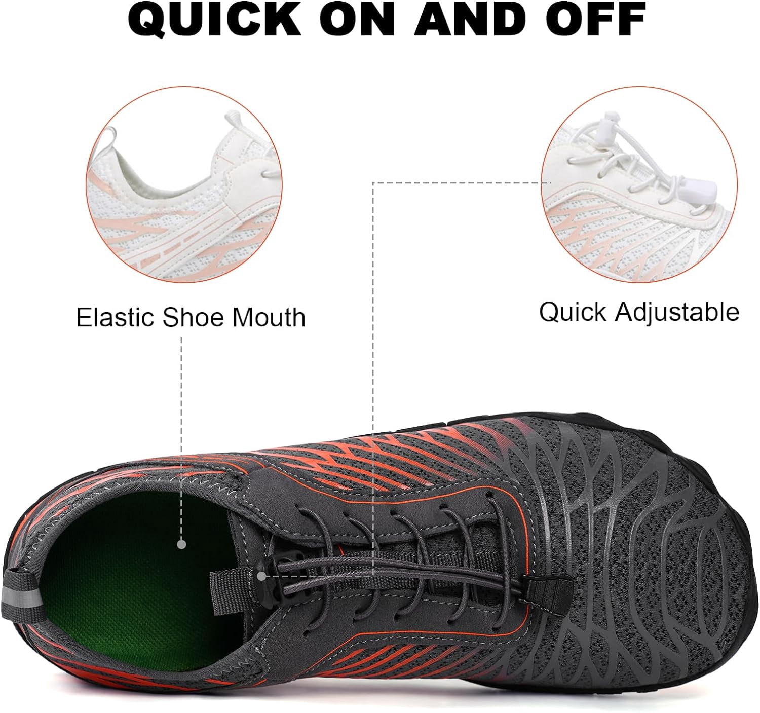 Barefoot Shoes for Women, Quick Dry Non-Slip Aqua Swim Shoes, Breathable Slip-on Beach Wide Toe Water Shoes, Lightweight Hike Footwear Barefoot Womens for Walking, Fishing, Surfing, Yoga