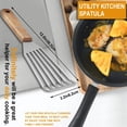 thumbnail image 3 of Espátula para pescado de cocina ancha y delgada de acero inoxidable Espátula ranurada liviana y duradera Diseño de bordes biselados Espátula para cocinar Espátulas para cocinar, 3 of 7