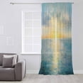 thumbnail image 3 of Ocean Sunset Semi Sheer Curtains Drapes for Living Room, Bedroom, French Doors Window 45 Inches Long, Blue Sky Sea Minimalist Abstract Art Rod Pocket Chiffon Curtain Drapery Voile Draperies Panel, 3 of 6